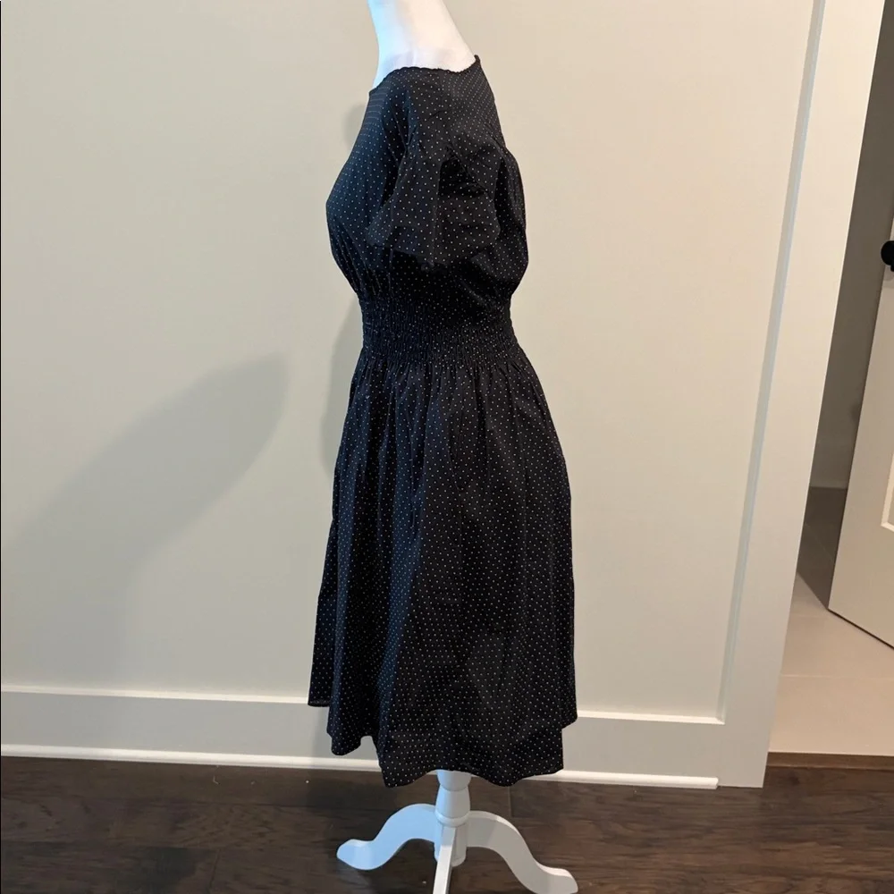Kate Spade Smocked Waist Polka Dot Print Dress Sz M